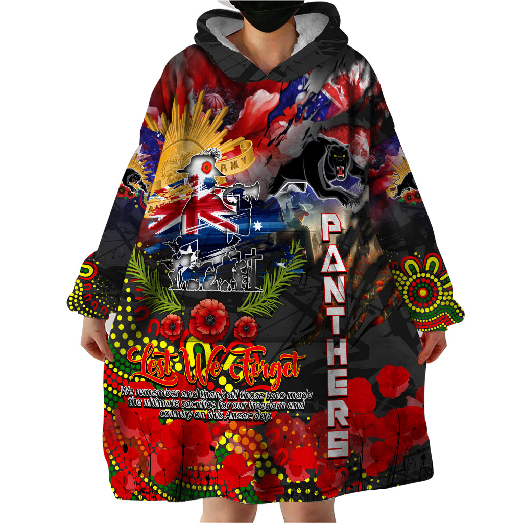 Personalised Australia Rugby Panthers ANZAC Wearable Blanket Hoodie Penrith Scratch Style