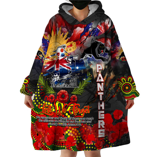 Personalised Australia Rugby Panthers ANZAC Wearable Blanket Hoodie Penrith Scratch Style