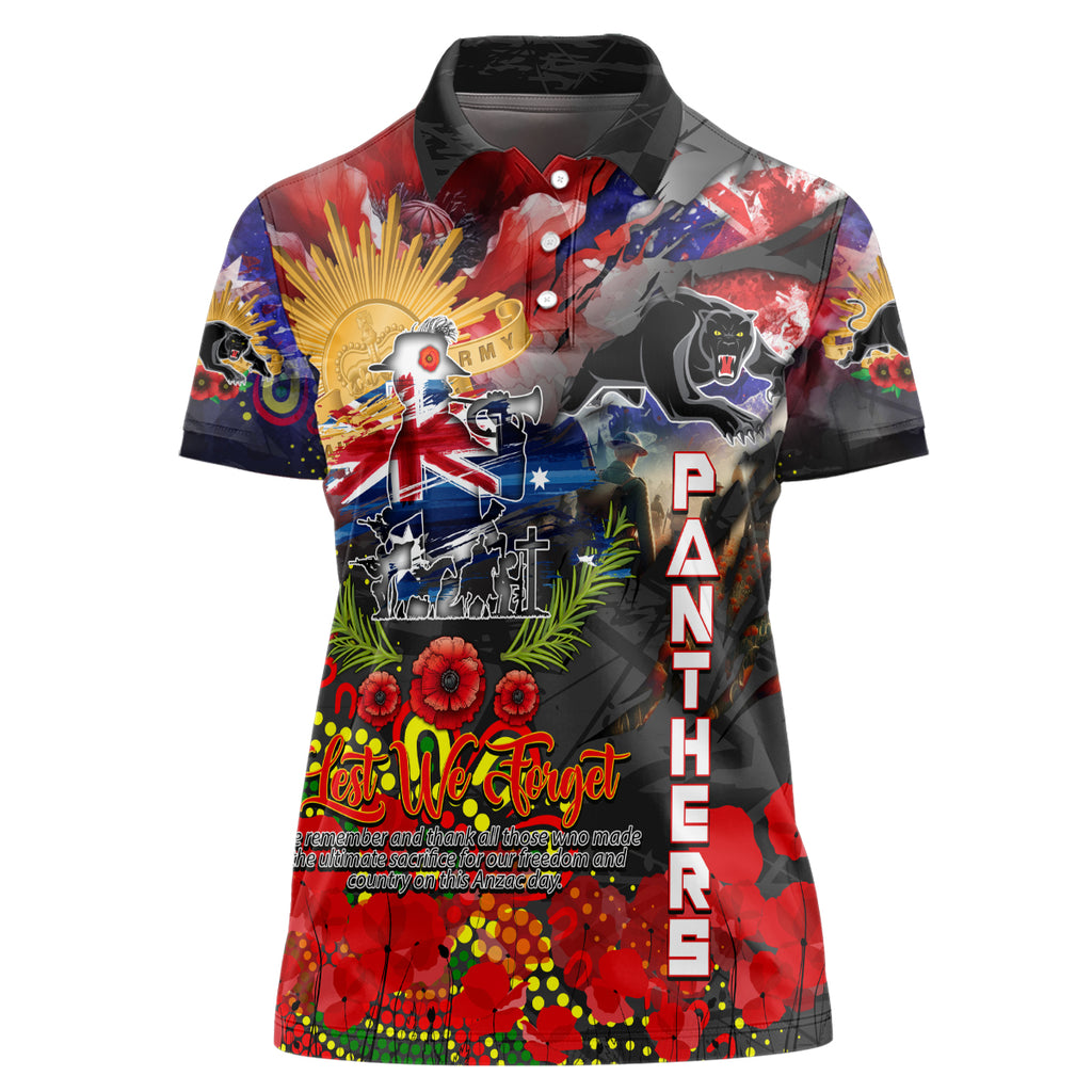 Personalised Australia Rugby Panthers ANZAC Women Polo Shirt Penrith Scratch Style