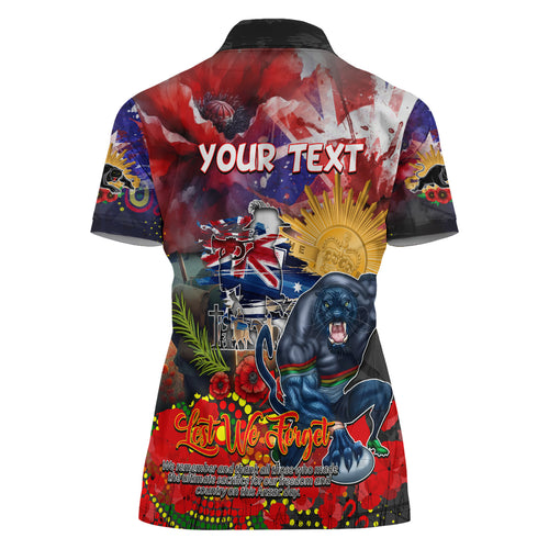 Personalised Australia Rugby Panthers ANZAC Women Polo Shirt Penrith Scratch Style