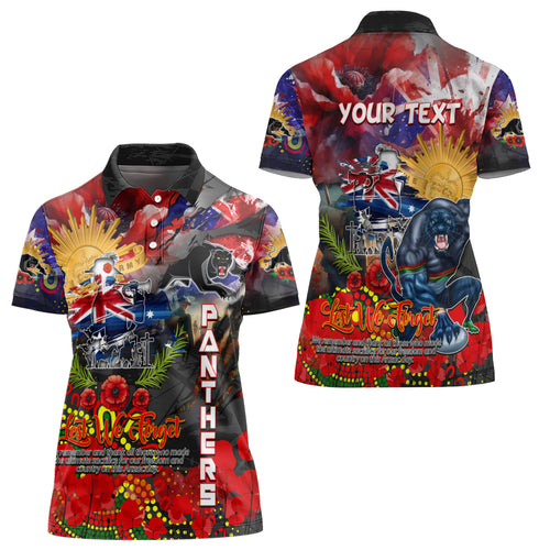 Personalised Australia Rugby Panthers ANZAC Women Polo Shirt Penrith Scratch Style
