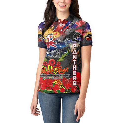 Personalised Australia Rugby Panthers ANZAC Women Polo Shirt Penrith Scratch Style