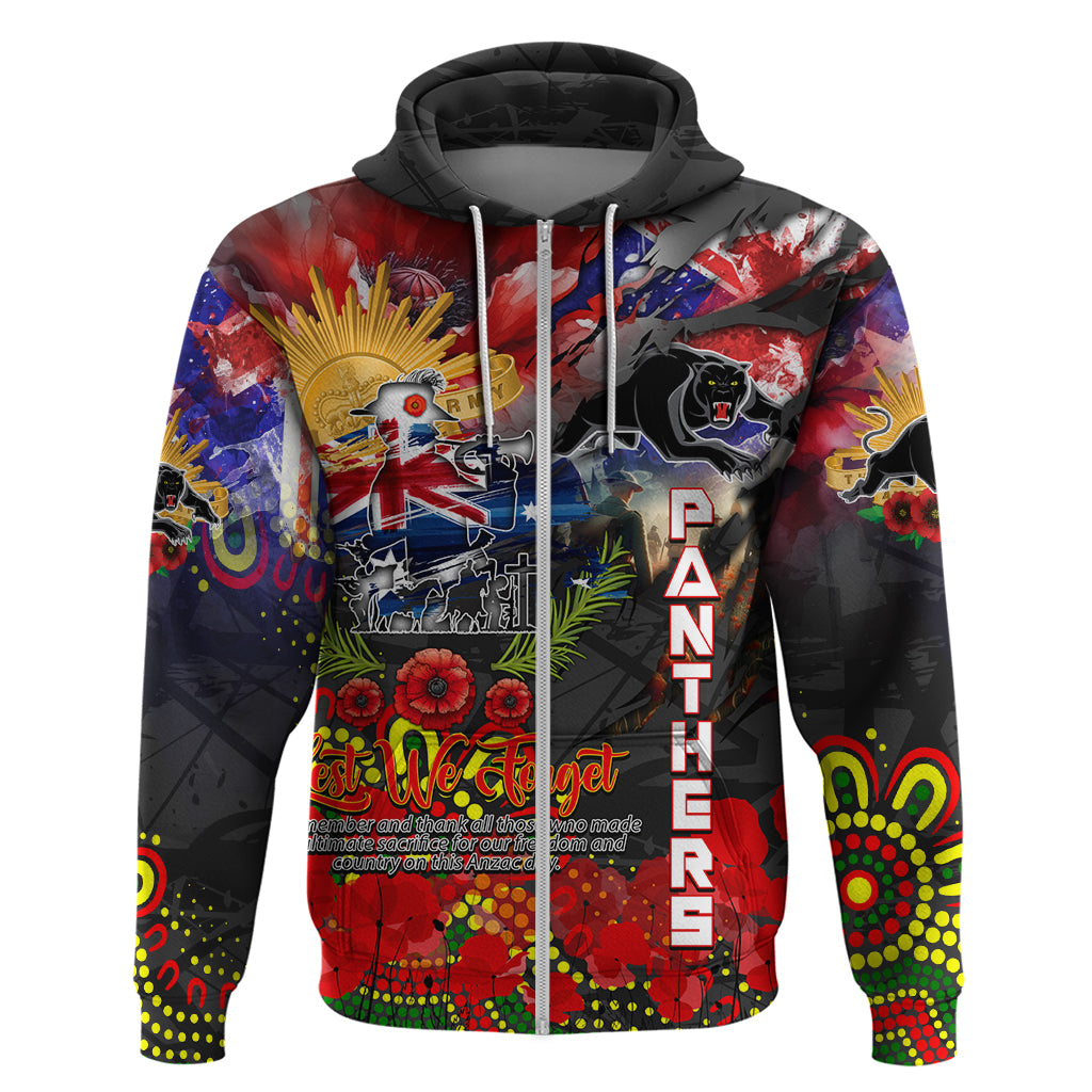 Personalised Australia Rugby Panthers ANZAC Zip Hoodie Penrith Scratch Style