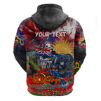 Personalised Australia Rugby Panthers ANZAC Zip Hoodie Penrith Scratch Style