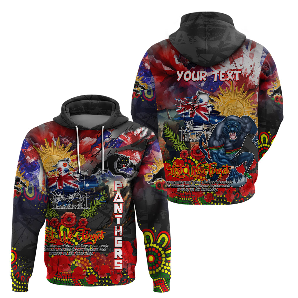 Personalised Australia Rugby Panthers ANZAC Zip Hoodie Penrith Scratch Style