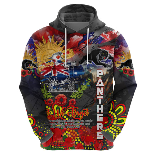 Personalised Australia Rugby Panthers ANZAC Zip Hoodie Penrith Scratch Style