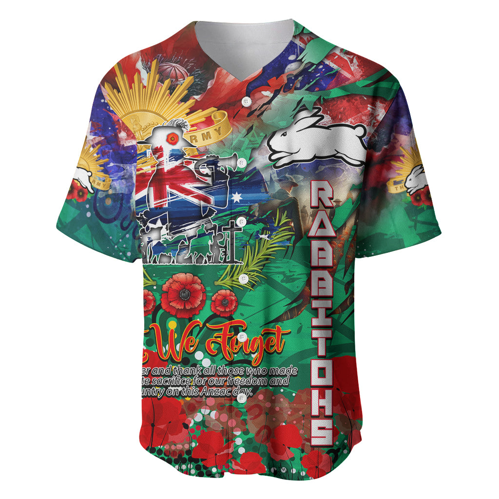Personalised Australia Rugby Rabbitohs ANZAC Baseball Jersey South Sydney Scratch Style