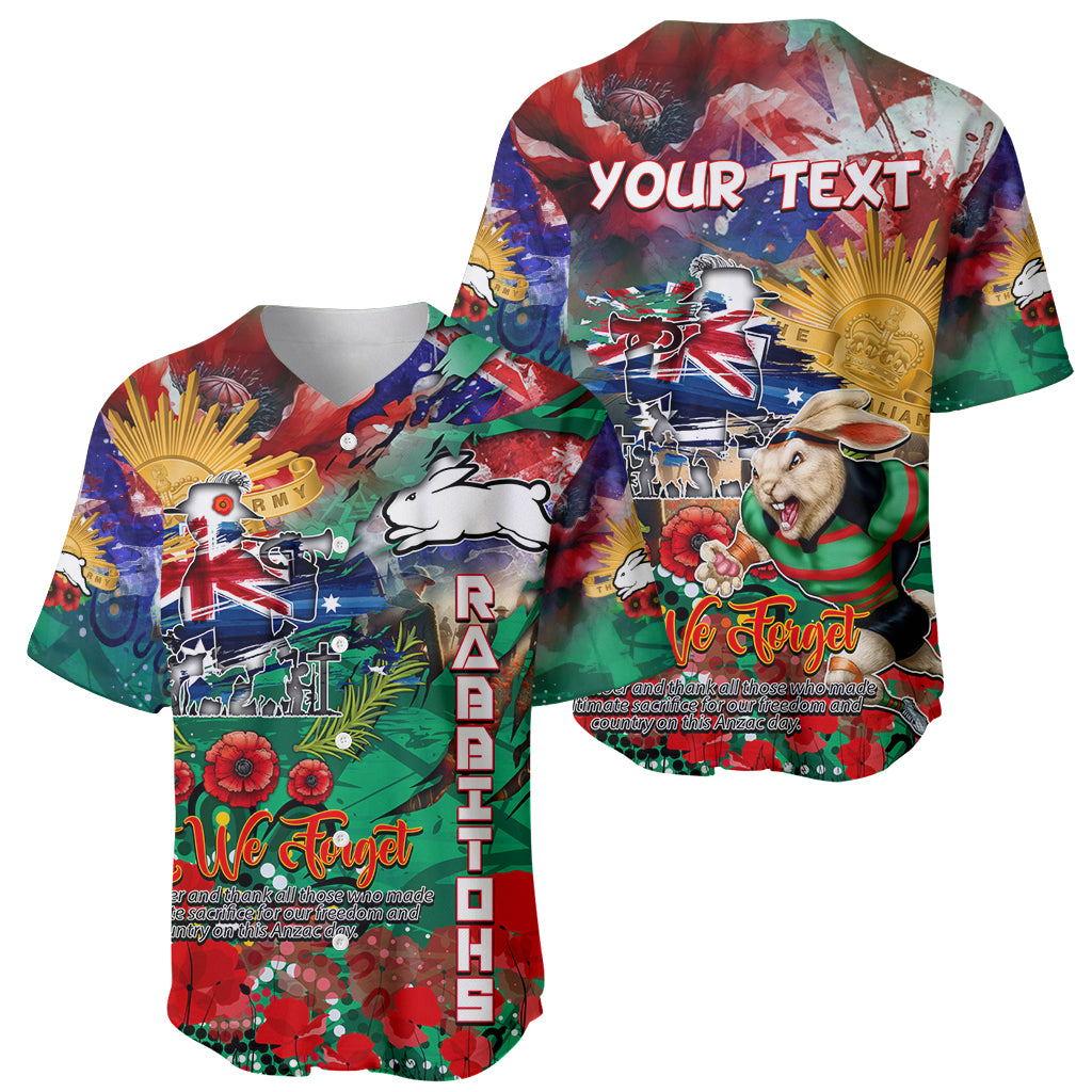Personalised Australia Rugby Rabbitohs ANZAC Baseball Jersey South Sydney Scratch Style