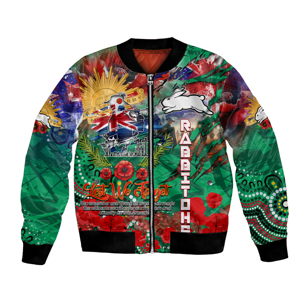 Personalised Australia Rugby Rabbitohs ANZAC Bomber Jacket South Sydney Scratch Style