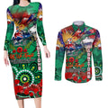 Personalised Australia Rugby Rabbitohs ANZAC Couples Matching Long Sleeve Bodycon Dress and Long Sleeve Button Shirt South Sydney Scratch Style