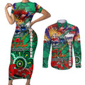 Personalised Australia Rugby Rabbitohs ANZAC Couples Matching Short Sleeve Bodycon Dress and Long Sleeve Button Shirt South Sydney Scratch Style