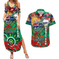 Personalised Australia Rugby Rabbitohs ANZAC Couples Matching Summer Maxi Dress and Hawaiian Shirt South Sydney Scratch Style
