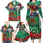 Personalised Australia Rugby Rabbitohs ANZAC Family Matching Long Sleeve Bodycon Dress and Hawaiian Shirt South Sydney Scratch Style