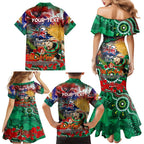 Personalised Australia Rugby Rabbitohs ANZAC Family Matching Mermaid Dress and Hawaiian Shirt South Sydney Scratch Style