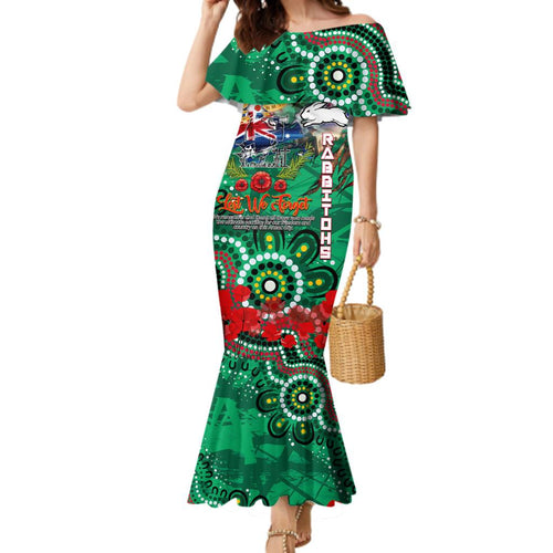 Personalised Australia Rugby Rabbitohs ANZAC Family Matching Mermaid Dress and Hawaiian Shirt South Sydney Scratch Style