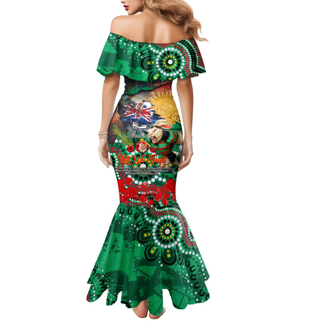 Personalised Australia Rugby Rabbitohs ANZAC Family Matching Mermaid Dress and Hawaiian Shirt South Sydney Scratch Style
