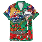 Personalised Australia Rugby Rabbitohs ANZAC Family Matching Puletasi and Hawaiian Shirt South Sydney Scratch Style
