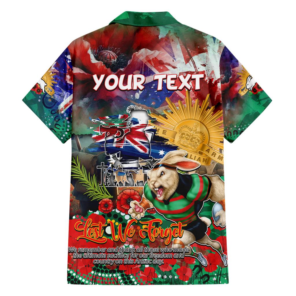 Personalised Australia Rugby Rabbitohs ANZAC Family Matching Puletasi and Hawaiian Shirt South Sydney Scratch Style