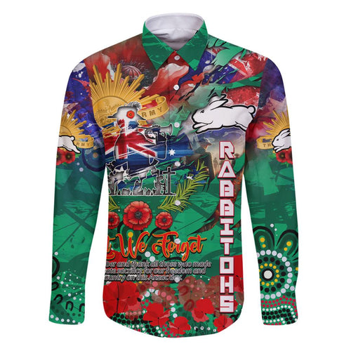 Personalised Australia Rugby Rabbitohs ANZAC Family Matching Puletasi and Hawaiian Shirt South Sydney Scratch Style