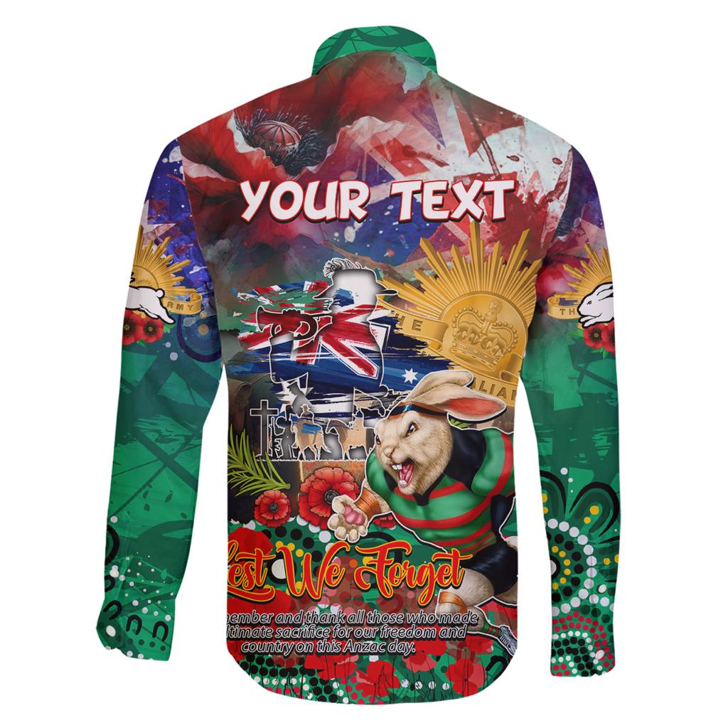 Personalised Australia Rugby Rabbitohs ANZAC Family Matching Puletasi and Hawaiian Shirt South Sydney Scratch Style