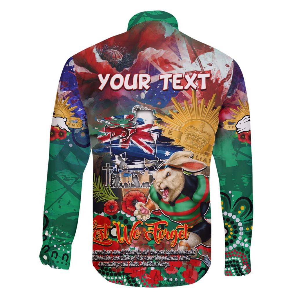 Personalised Australia Rugby Rabbitohs ANZAC Family Matching Short Sleeve Bodycon Dress and Hawaiian Shirt South Sydney Scratch Style