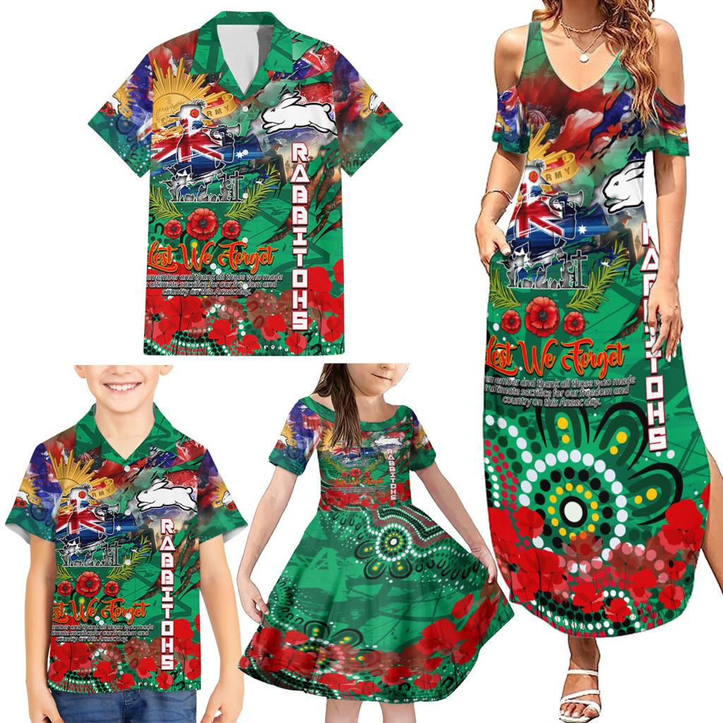 Personalised Australia Rugby Rabbitohs ANZAC Family Matching Summer Maxi Dress and Hawaiian Shirt South Sydney Scratch Style