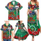 Personalised Australia Rugby Rabbitohs ANZAC Family Matching Summer Maxi Dress and Hawaiian Shirt South Sydney Scratch Style
