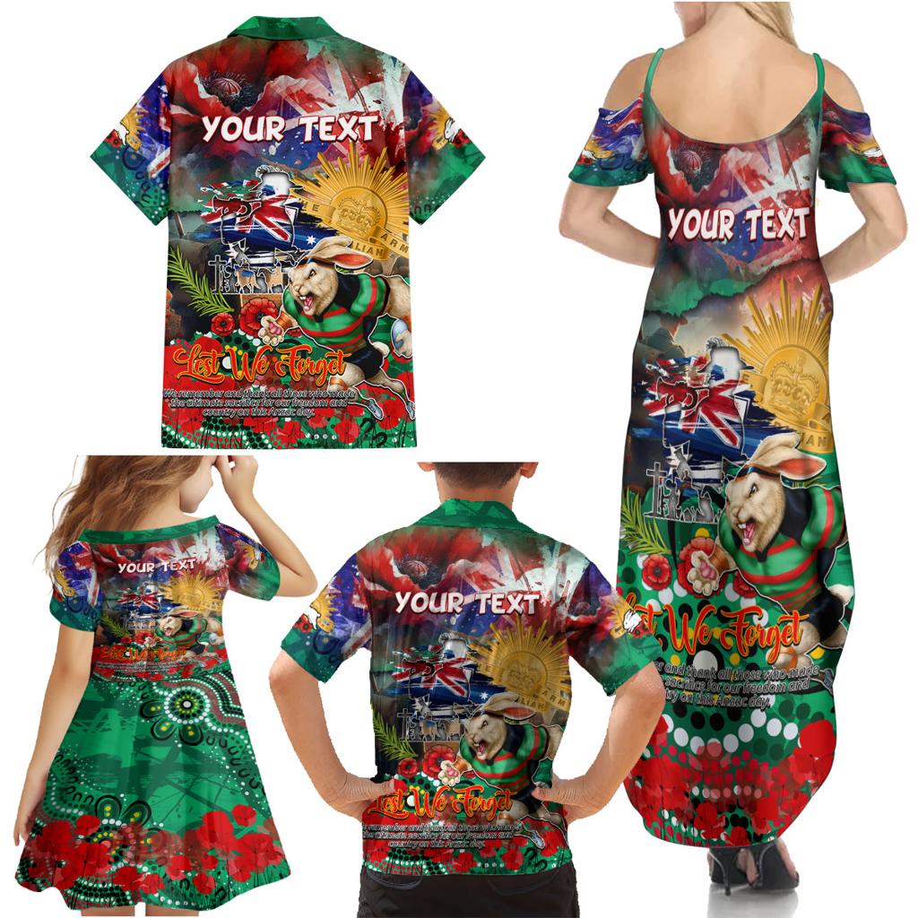 Personalised Australia Rugby Rabbitohs ANZAC Family Matching Summer Maxi Dress and Hawaiian Shirt South Sydney Scratch Style