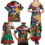 Personalised Australia Rugby Rabbitohs ANZAC Family Matching Summer Maxi Dress and Hawaiian Shirt South Sydney Scratch Style