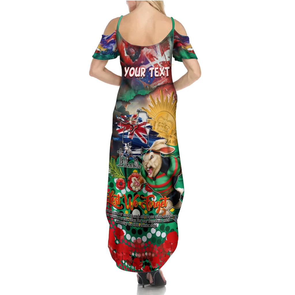 Personalised Australia Rugby Rabbitohs ANZAC Family Matching Summer Maxi Dress and Hawaiian Shirt South Sydney Scratch Style