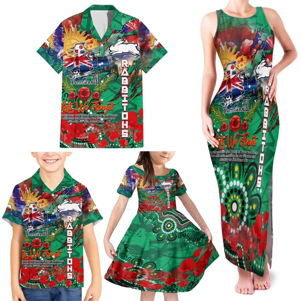 Personalised Australia Rugby Rabbitohs ANZAC Family Matching Tank Maxi Dress and Hawaiian Shirt South Sydney Scratch Style