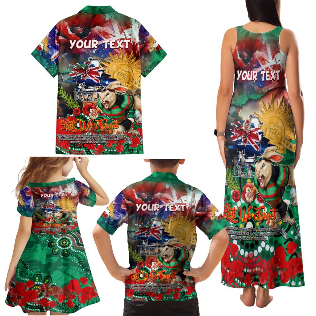 Personalised Australia Rugby Rabbitohs ANZAC Family Matching Tank Maxi Dress and Hawaiian Shirt South Sydney Scratch Style