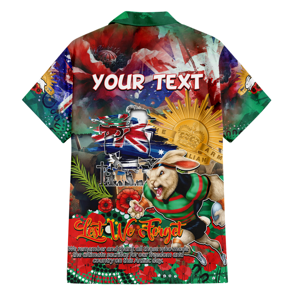 Personalised Australia Rugby Rabbitohs ANZAC Hawaiian Shirt South Sydney Scratch Style