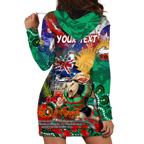 Personalised Australia Rugby Rabbitohs ANZAC Hoodie Dress South Sydney Scratch Style