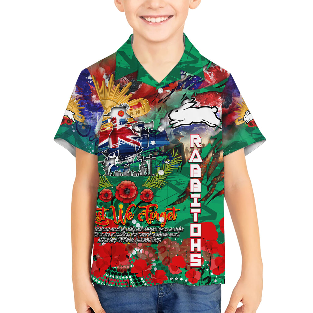 Personalised Australia Rugby Rabbitohs ANZAC Kid Hawaiian Shirt South Sydney Scratch Style