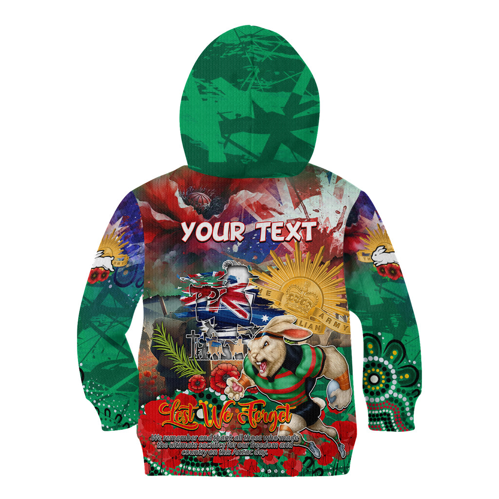 Personalised Australia Rugby Rabbitohs ANZAC Kid Hoodie South Sydney Scratch Style