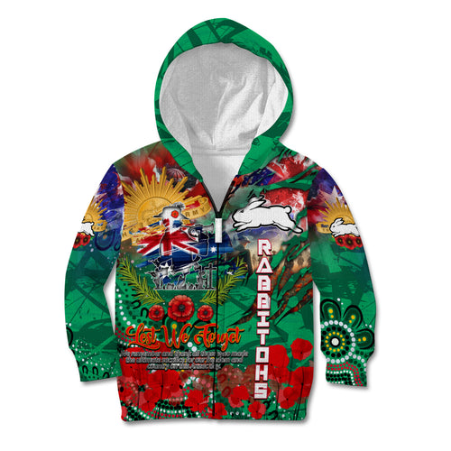 Personalised Australia Rugby Rabbitohs ANZAC Kid Hoodie South Sydney Scratch Style
