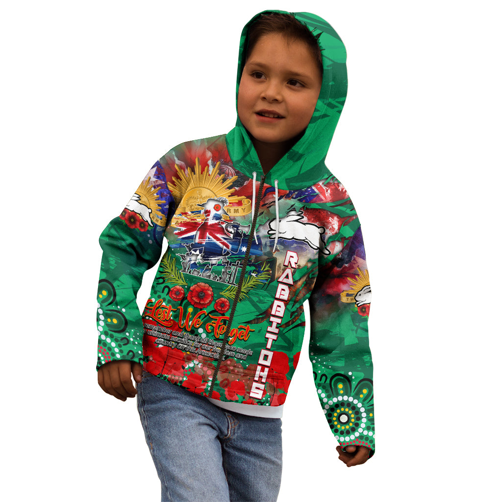 Personalised Australia Rugby Rabbitohs ANZAC Kid Hoodie South Sydney Scratch Style