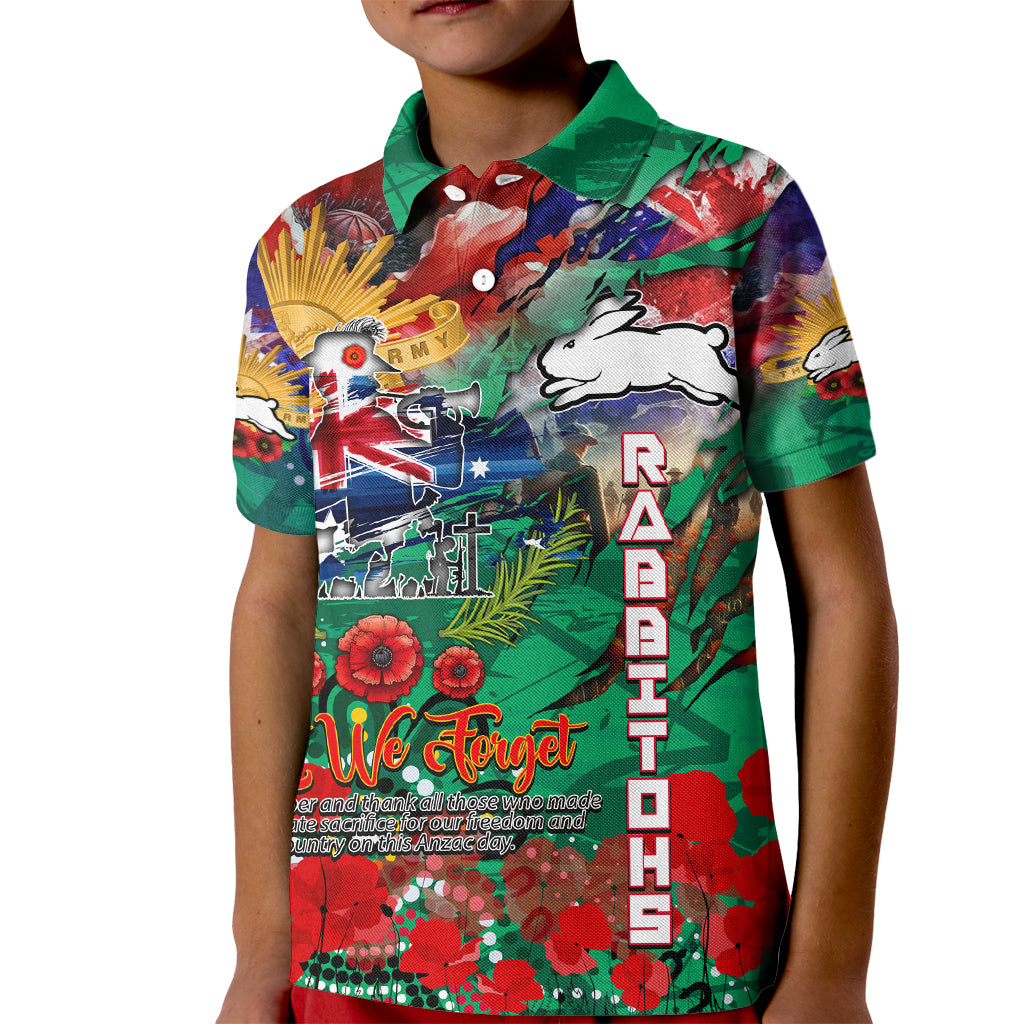 Personalised Australia Rugby Rabbitohs ANZAC Kid Polo Shirt South Sydney Scratch Style