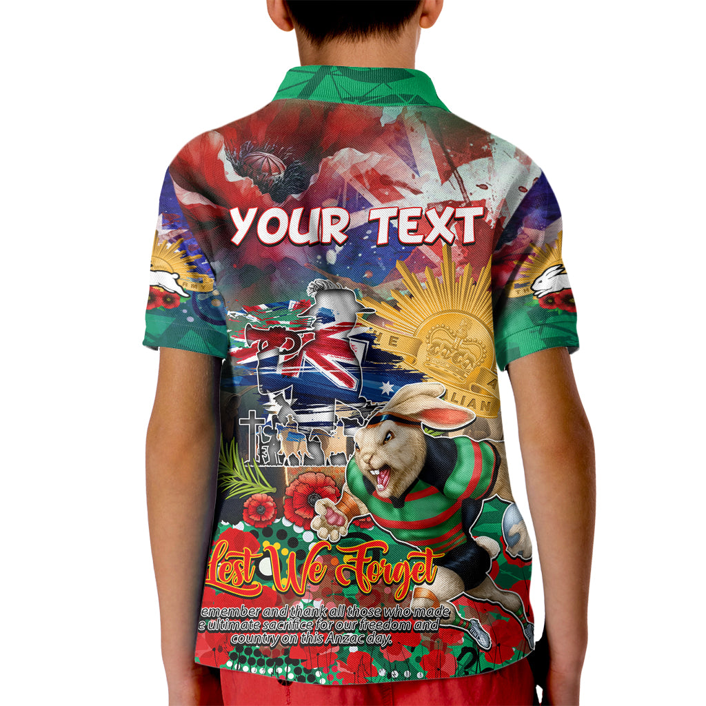 Personalised Australia Rugby Rabbitohs ANZAC Kid Polo Shirt South Sydney Scratch Style