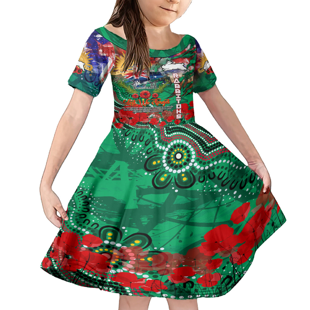 Personalised Australia Rugby Rabbitohs ANZAC Kid Short Sleeve Dress South Sydney Scratch Style