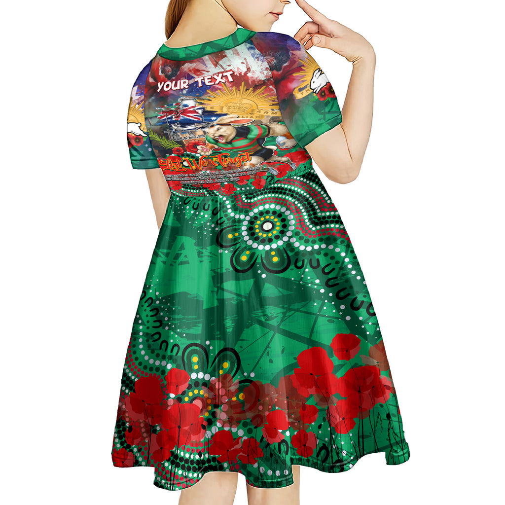 Personalised Australia Rugby Rabbitohs ANZAC Kid Short Sleeve Dress South Sydney Scratch Style