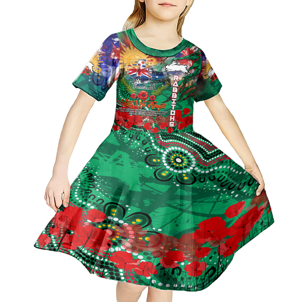 Personalised Australia Rugby Rabbitohs ANZAC Kid Short Sleeve Dress South Sydney Scratch Style