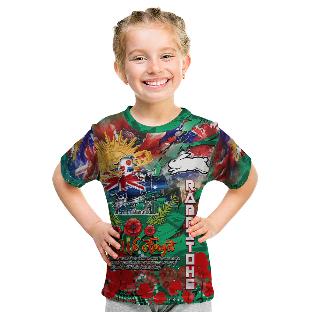 Personalised Australia Rugby Rabbitohs ANZAC Kid T Shirt South Sydney Scratch Style