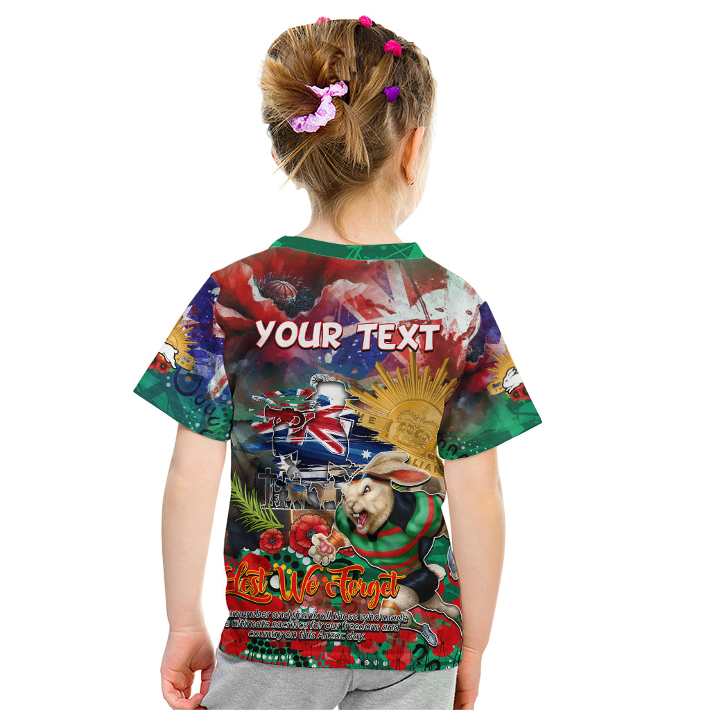 Personalised Australia Rugby Rabbitohs ANZAC Kid T Shirt South Sydney Scratch Style