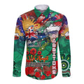Personalised Australia Rugby Rabbitohs ANZAC Long Sleeve Button Shirt South Sydney Scratch Style