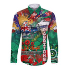 Personalised Australia Rugby Rabbitohs ANZAC Long Sleeve Button Shirt South Sydney Scratch Style