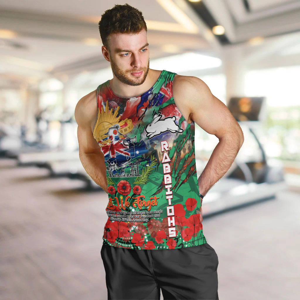 Personalised Australia Rugby Rabbitohs ANZAC Men Tank Top South Sydney Scratch Style