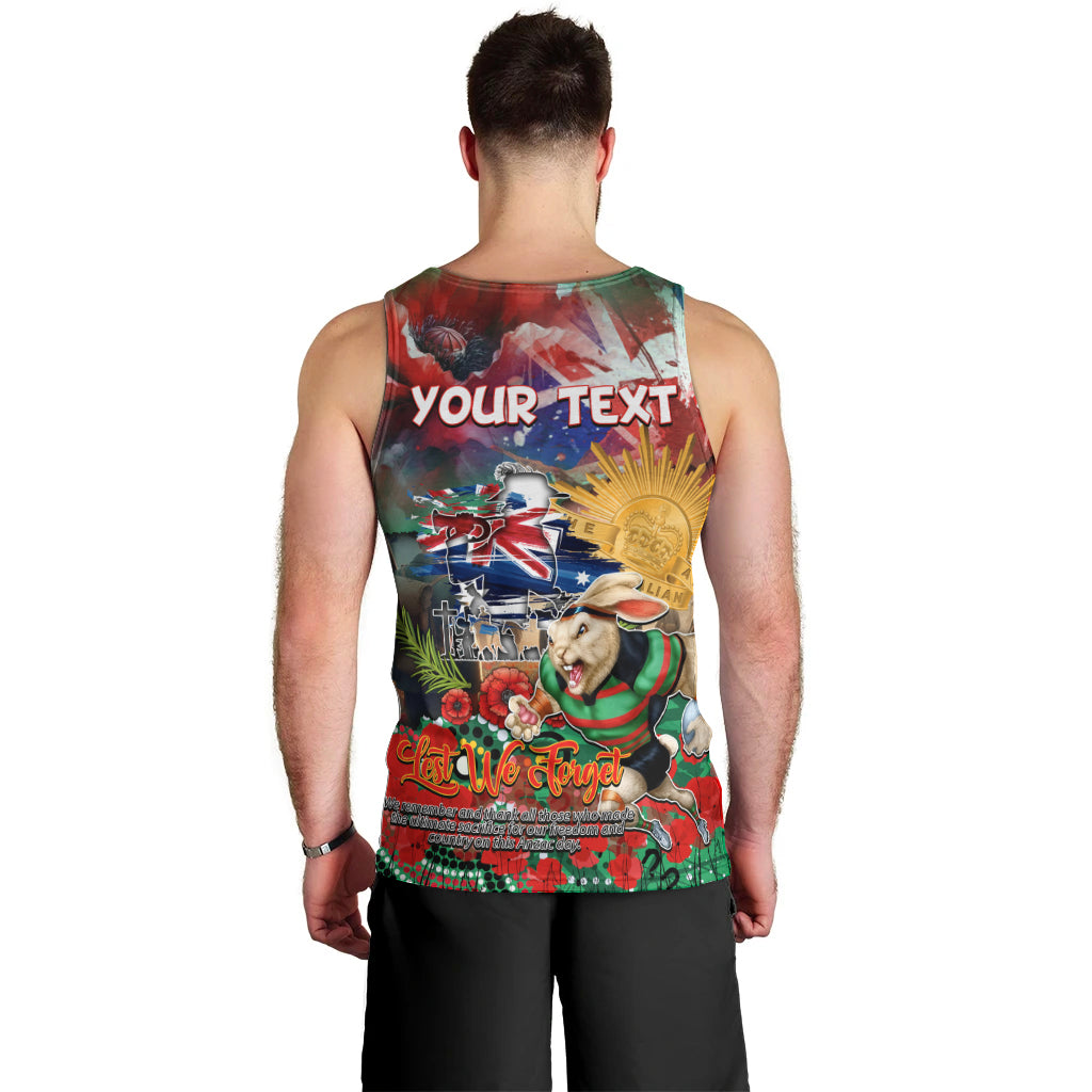 Personalised Australia Rugby Rabbitohs ANZAC Men Tank Top South Sydney Scratch Style