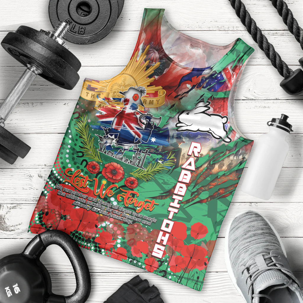 Personalised Australia Rugby Rabbitohs ANZAC Men Tank Top South Sydney Scratch Style